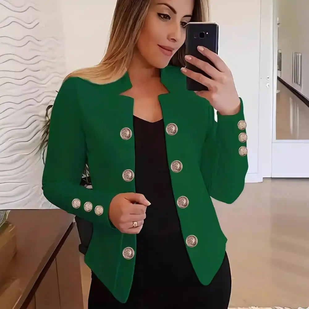 Black Blazer with Decorative CuffMates Suit Buttons for Women - LauBelle Brand