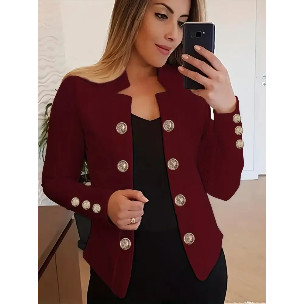Black Blazer with Decorative CuffMates Suit Buttons for Women - LauBelle