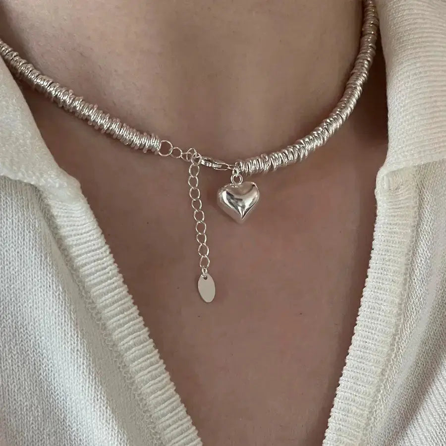 LoveClavicle Heart Pendant Necklace and Stud Earring Set - LauBelle