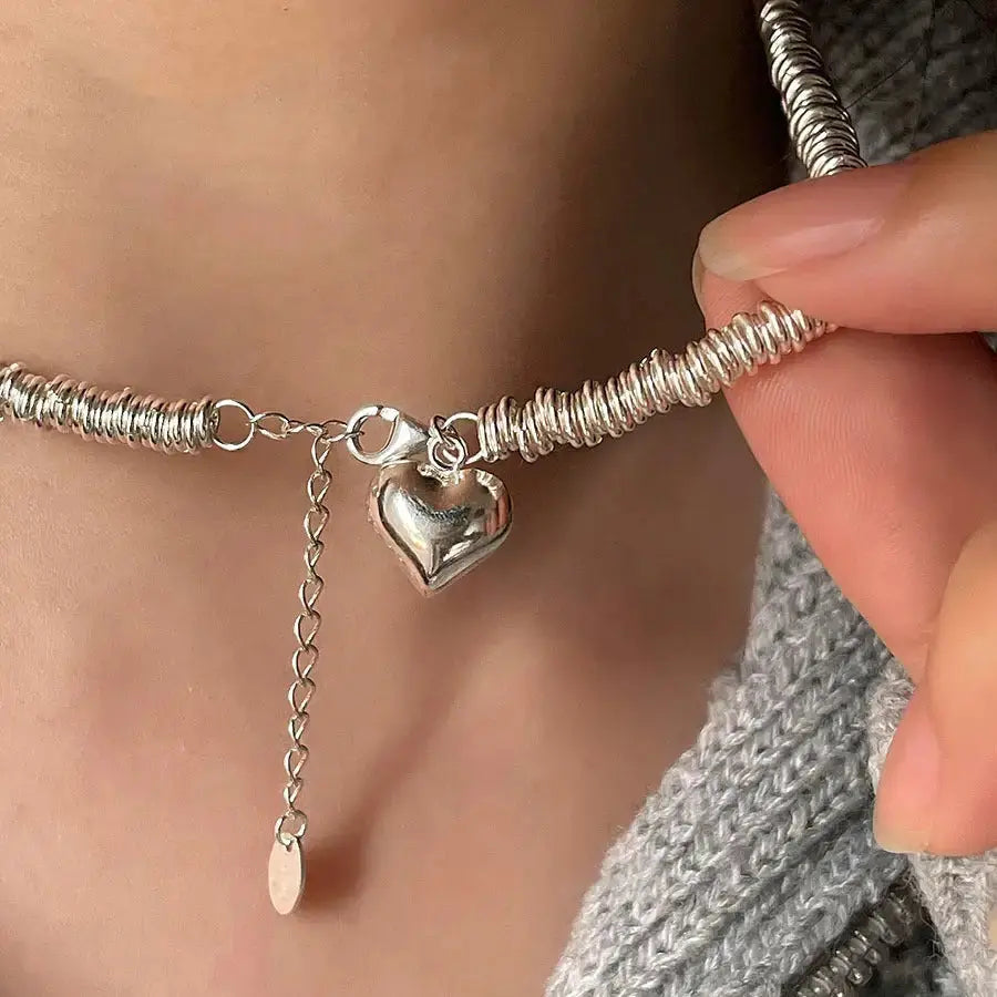 LoveClavicle Heart Pendant Necklace and Stud Earring Set - LauBelle