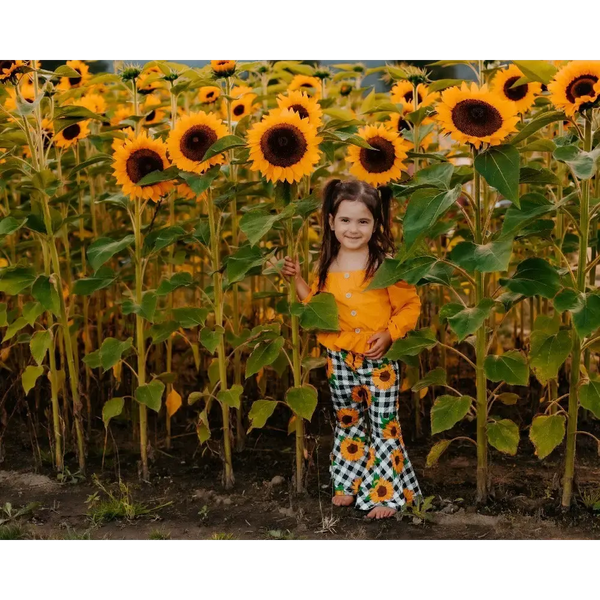 SunnyPlaid Kids 3 Piece Autumn Outfit Set with Scarf - LauBelle