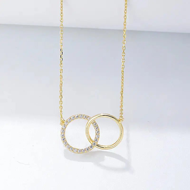 TwirlDuo S925 Sterling Silver Interlocking Circles Necklace - LauBelle