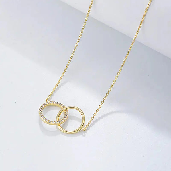 TwirlDuo S925 Sterling Silver Interlocking Circles Necklace - LauBelle