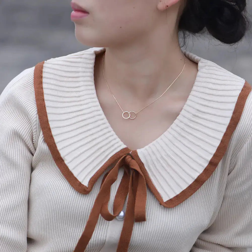 TwirlDuo S925 Sterling Silver Interlocking Circles Necklace - LauBelle