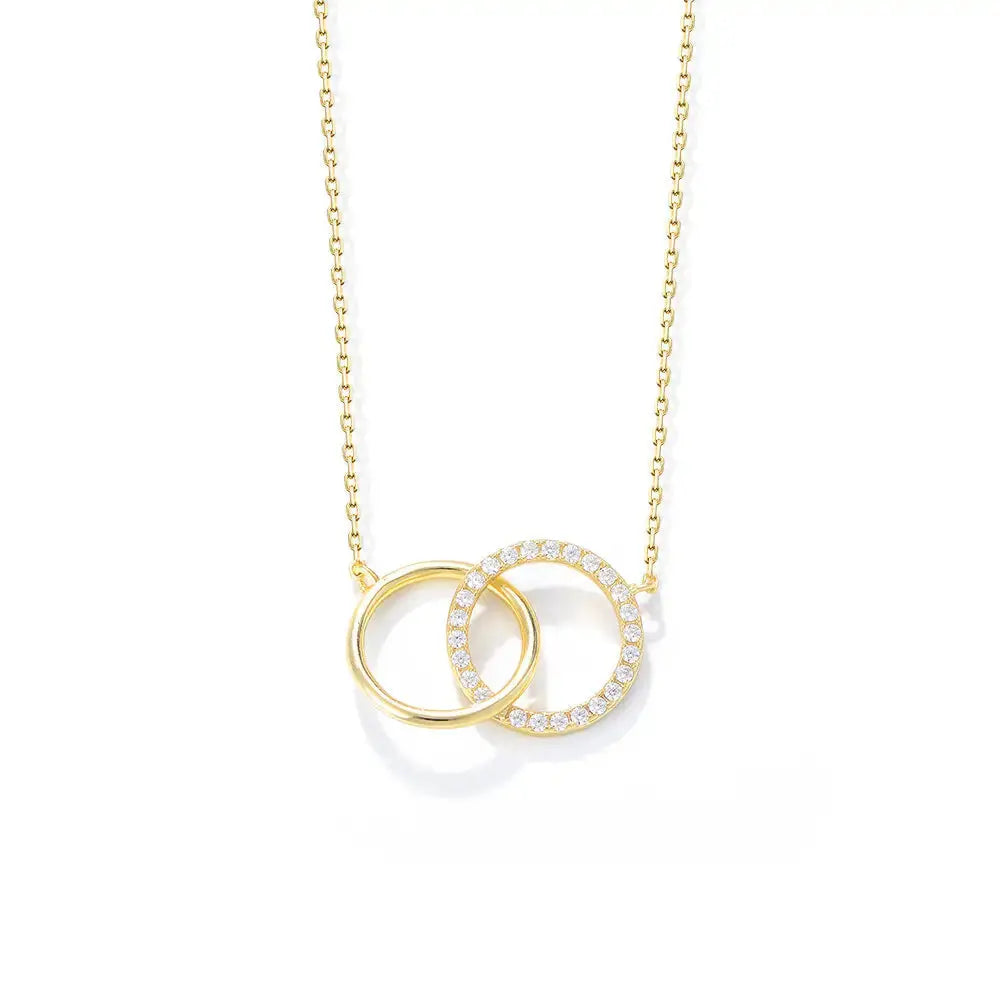 TwirlDuo S925 Sterling Silver Interlocking Circles Necklace - LauBelle