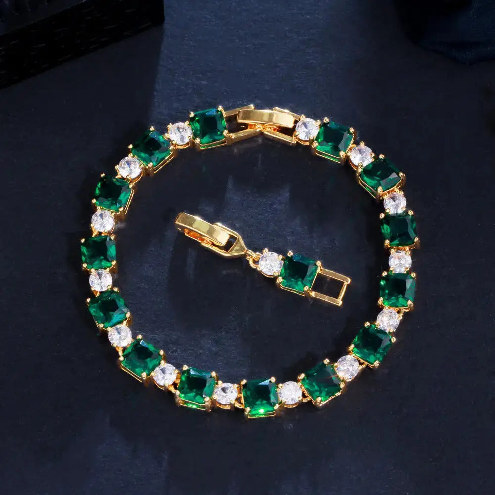 Emerald Zircon Elegance Bracelet with Sparkling Zircon Stones - LauBelle