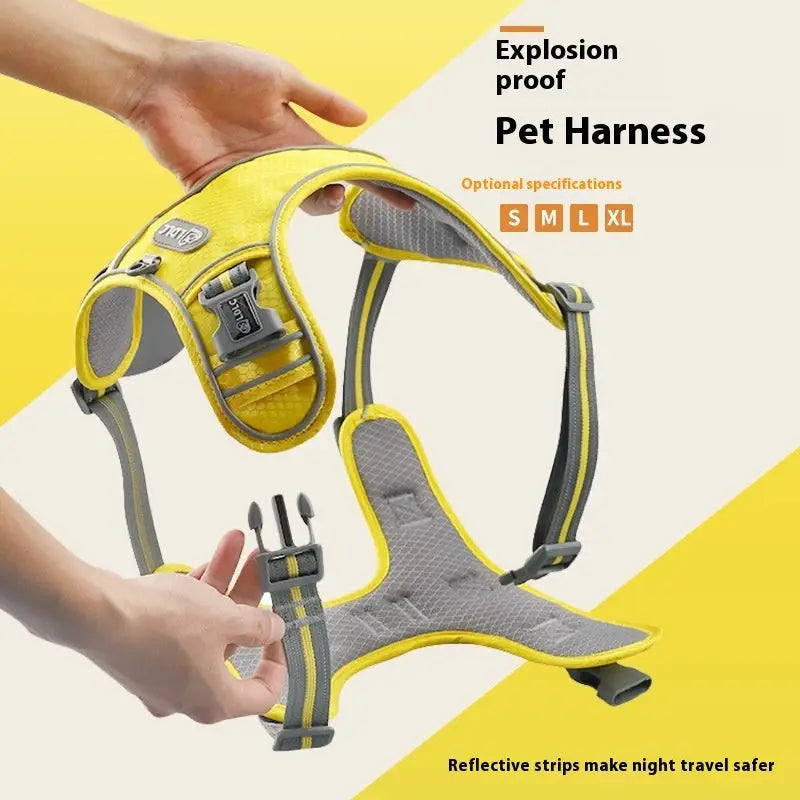 Traction Strap Shock Absorption Comfortable Night Vision Reflective Pet Harness - LauBelle