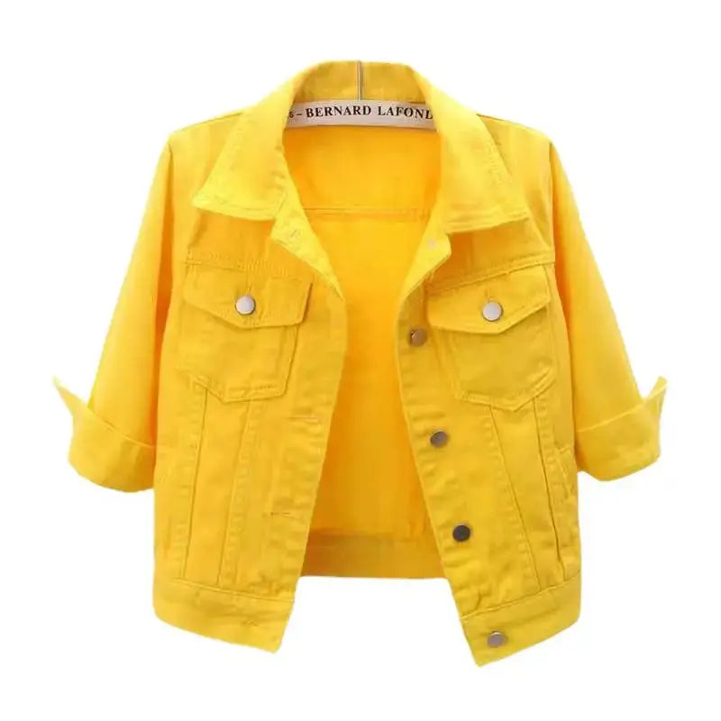 Korean Denim Coat with Traditional Design - LauBelle