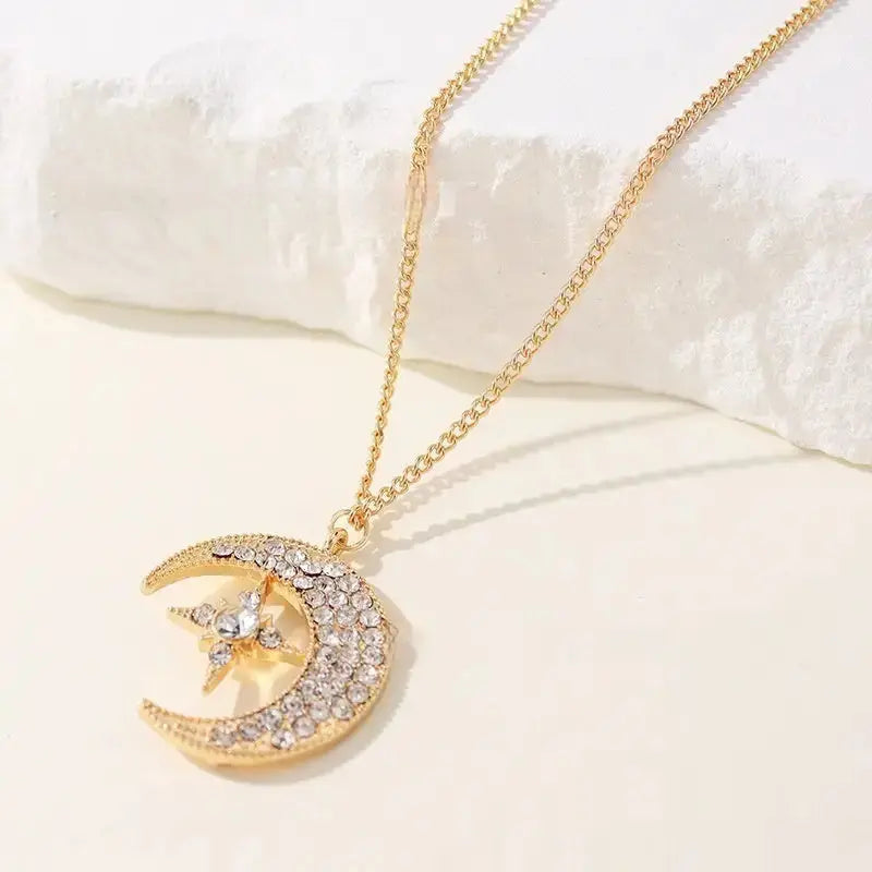 Starry Night Necklace with Moon and Star Charms - LauBelle