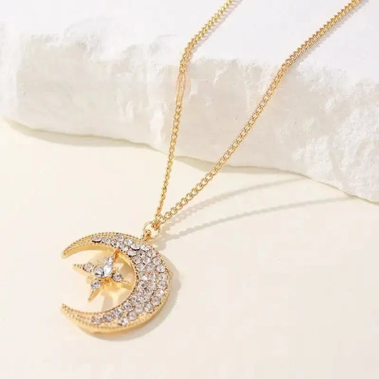 Starry Night Necklace with Moon and Star Charms - LauBelle