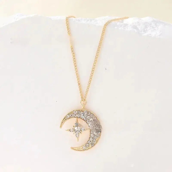 Starry Night Necklace with Moon and Star Charms - LauBelle