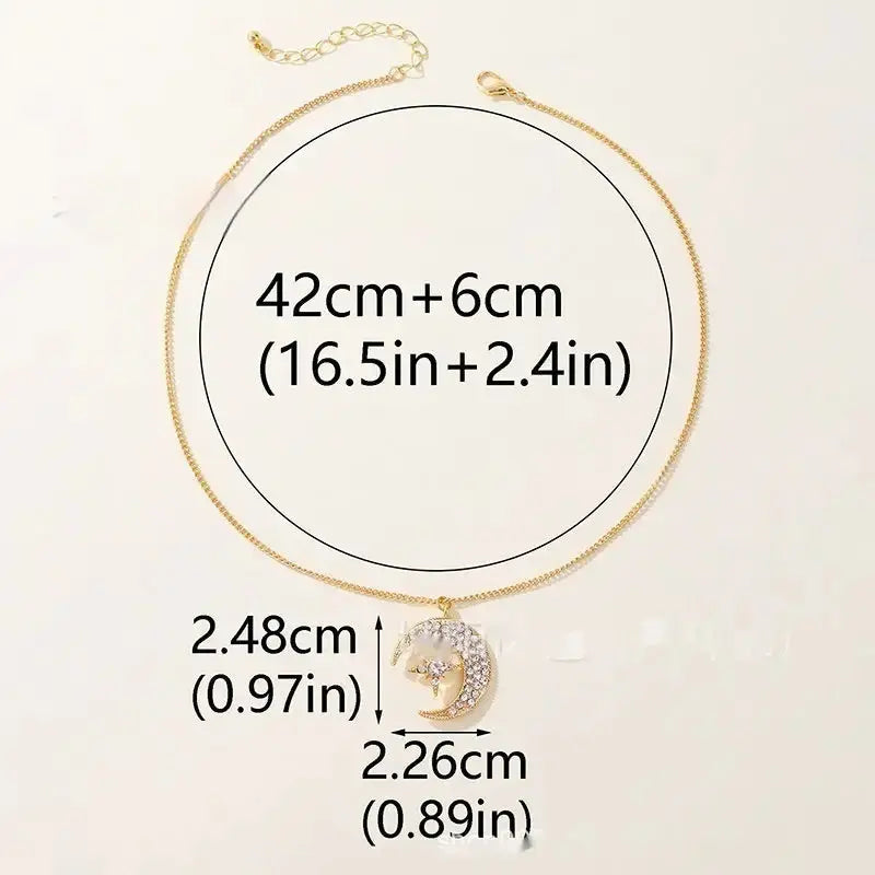 Starry Night Necklace with Moon and Star Charms - LauBelle