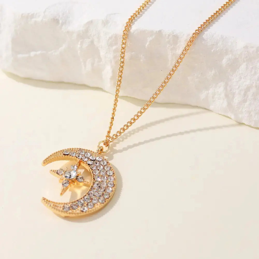 Starry Night Necklace with Moon and Star Charms - LauBelle