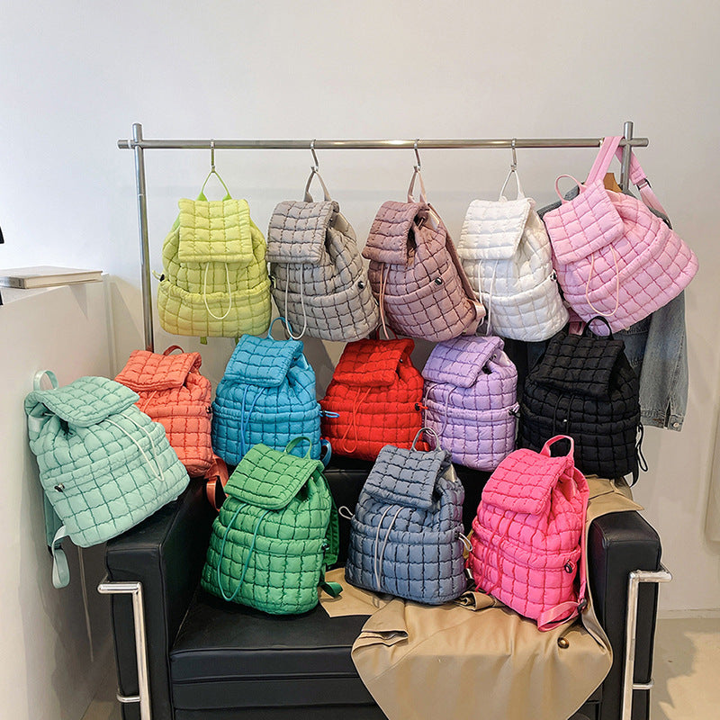 CandyColor Puffy Quilted Women’s Travel Backpack - LauBelle Brand