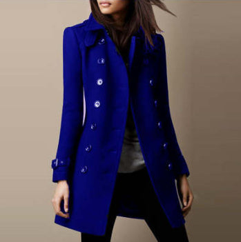 Urban Chic: Women's Double-Breasted Wool Overcoat - LauBelle
