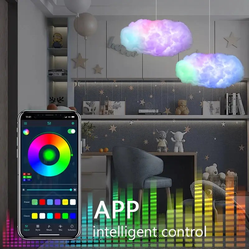 Big Cotton Cloud Lightning Light with APP Control and Music Remote 60 70CM