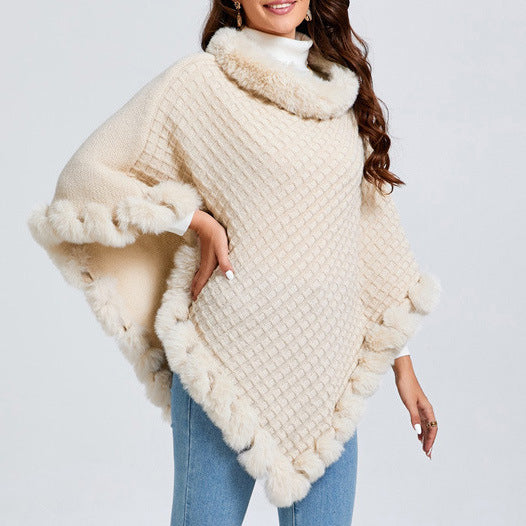 Luxe Rex Rabbit Fur Shawl Cape – Elegant Winter Wrap - LauBelle Brand