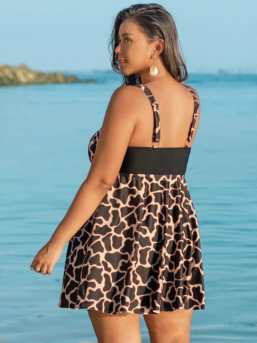 Women’s Creative Simple Printed Conservative Split Swimsuit