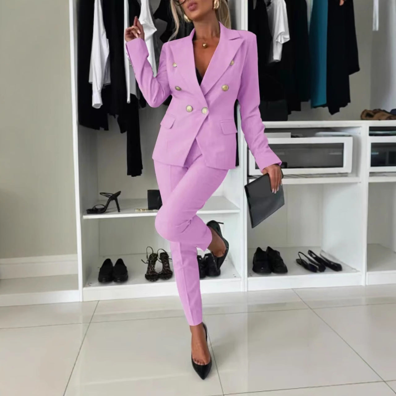 ChicMatch Women's Office Suit: Lapel Jacket & Trousers - LauBelle Brand