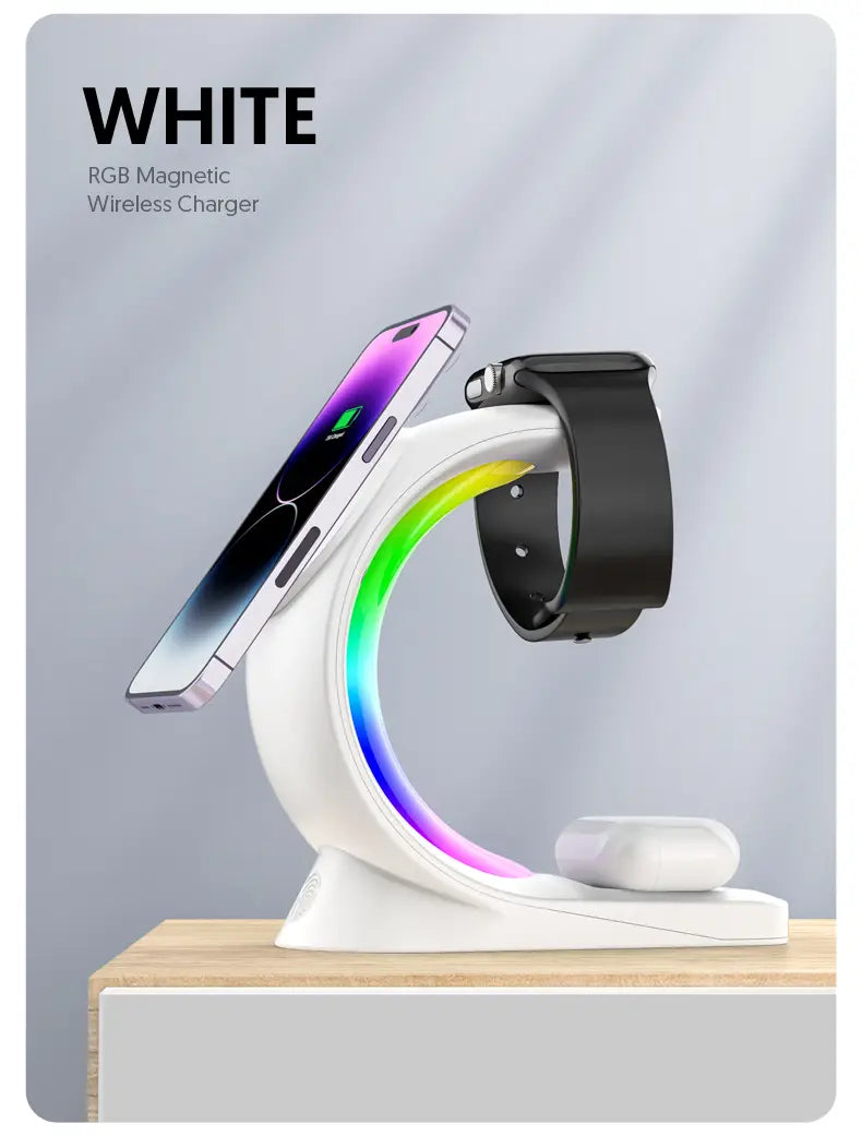 Magnetic Wireless Charger with RGB Lighting and Foreign Body Detection