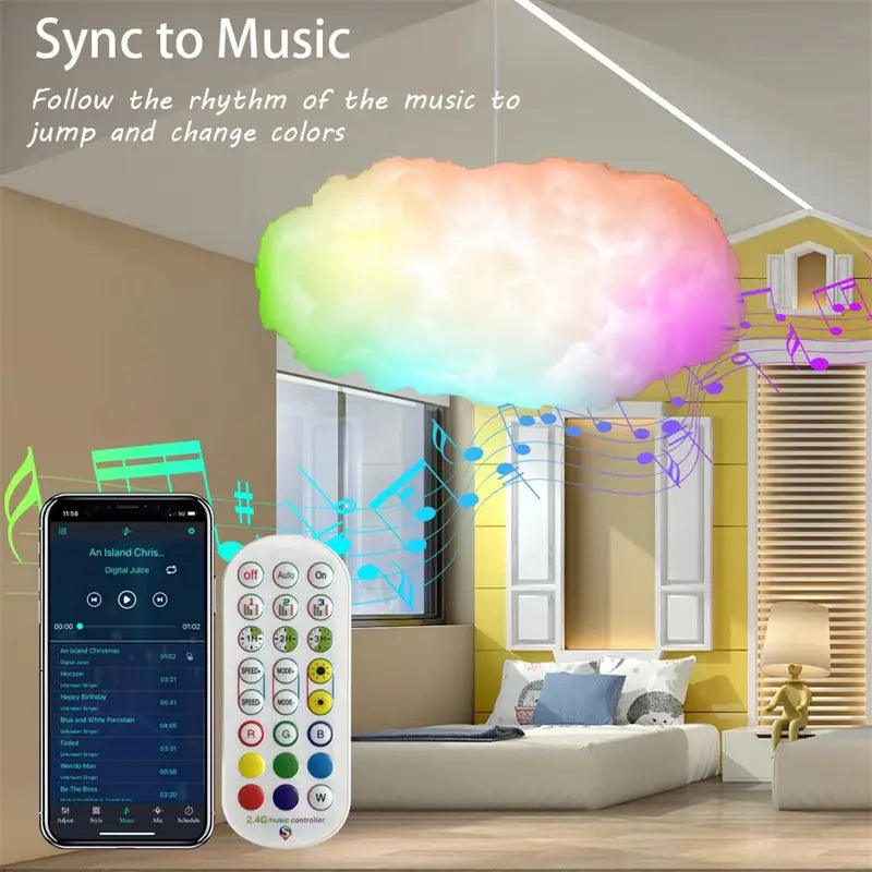 Big Cotton Cloud Lightning Light with APP Control and Music Remote 60 70CM