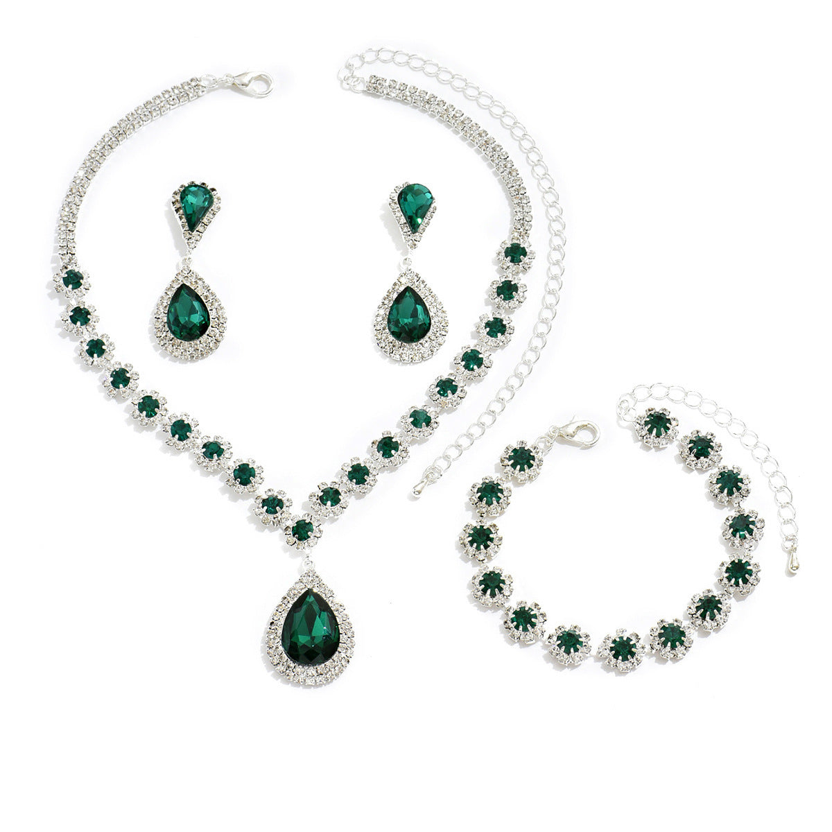 Bridal Glam 3-Piece Jewelry Set: Necklace, Studs, Bracelet - LauBelle Brand