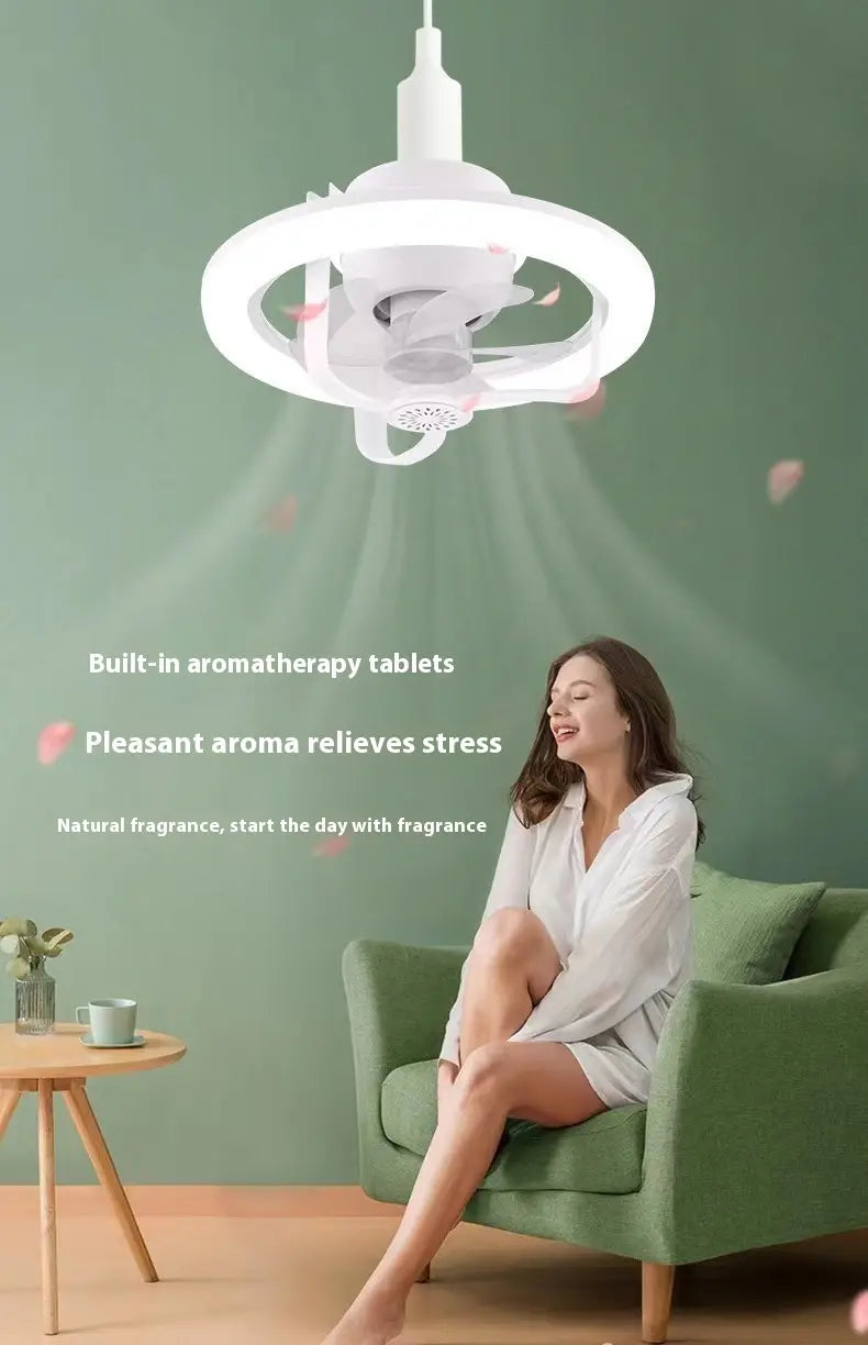 Colorful Dimmable Ceiling Fan Lamp with Adjustable Hanging Rope
