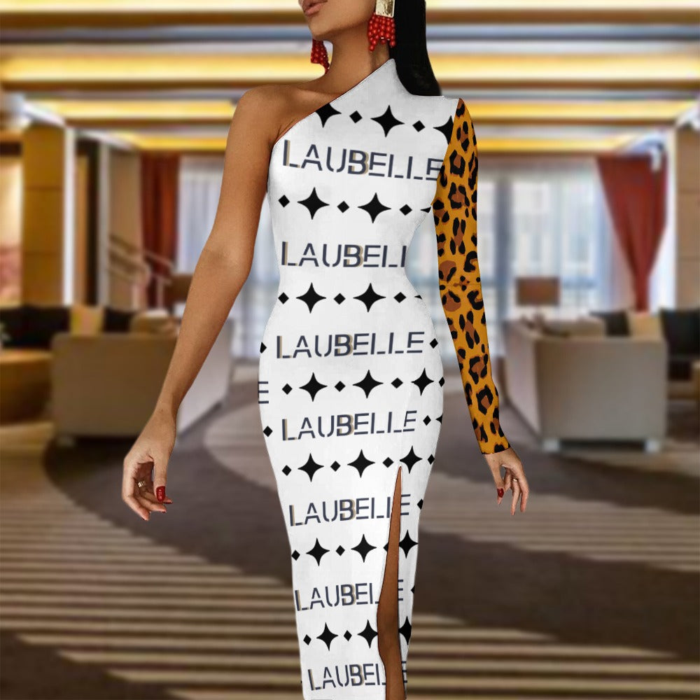 LauBelle - Half Sleeve Slit Dress - White - LauBelle Brand