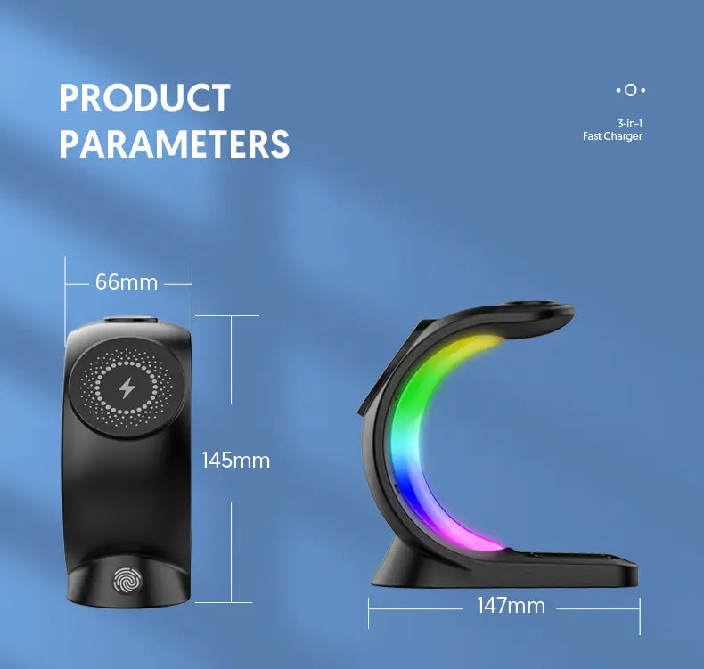 Magnetic Wireless Charger with RGB Lighting and Foreign Body Detection