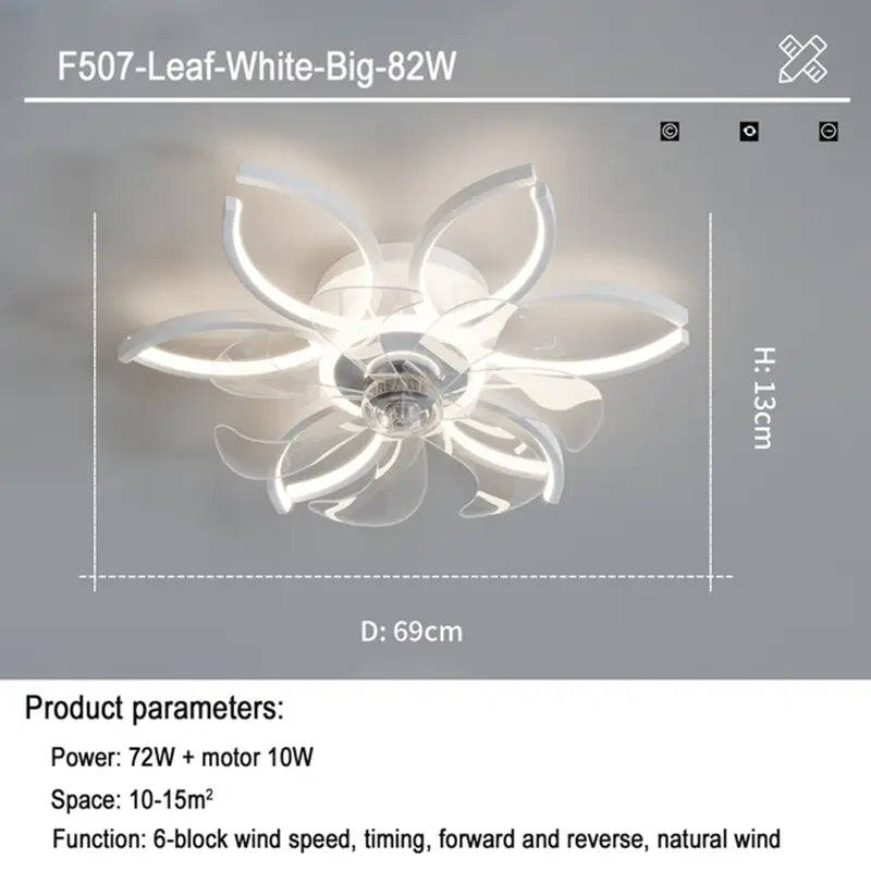 Ceiling Fan with Tricolor Dimming Remote Control and 6 Speed Settings