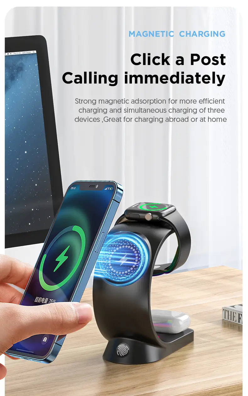 Magnetic Wireless Charger with RGB Lighting and Foreign Body Detection