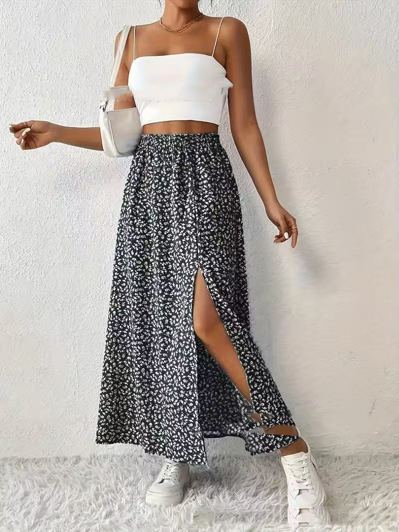 ChicSide Printed Slit Skirt for Women - LauBelle
