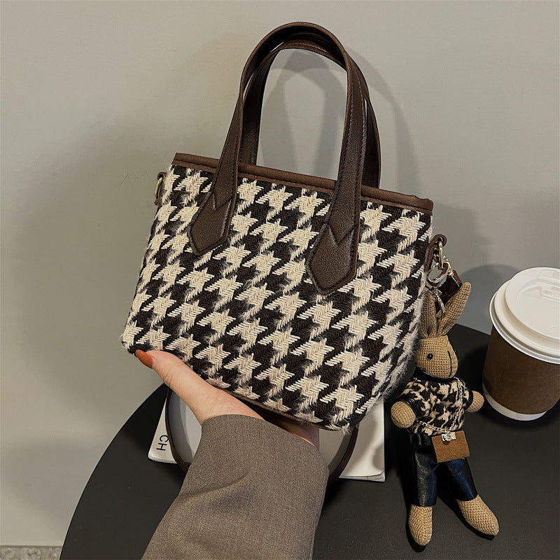 Chic Houndstooth Checkerboard Shoulder Tote for Women - LauBelle Brand
