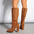 Grande Suede Pleated Pointed Sleeve Heeled Boots