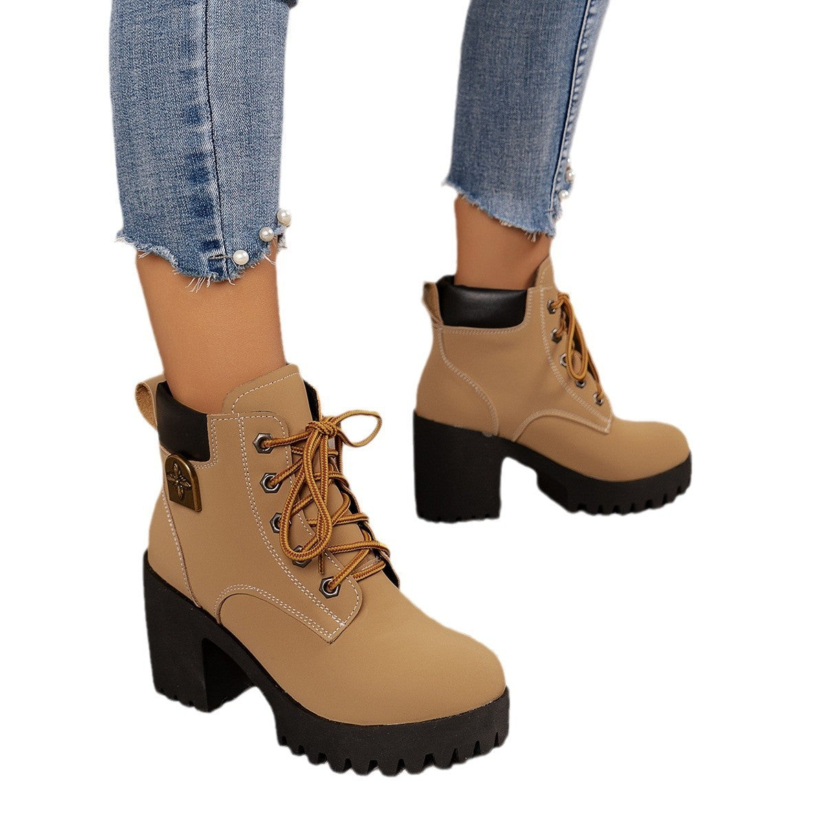 Chunky Heel Plus Size Martin Boots Thick Bottom Fashion All-match - LauBelle