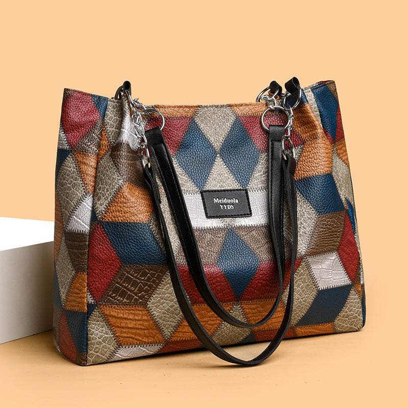 GeoRetro ColorMatch Shoulder Tote - LauBelle Brand