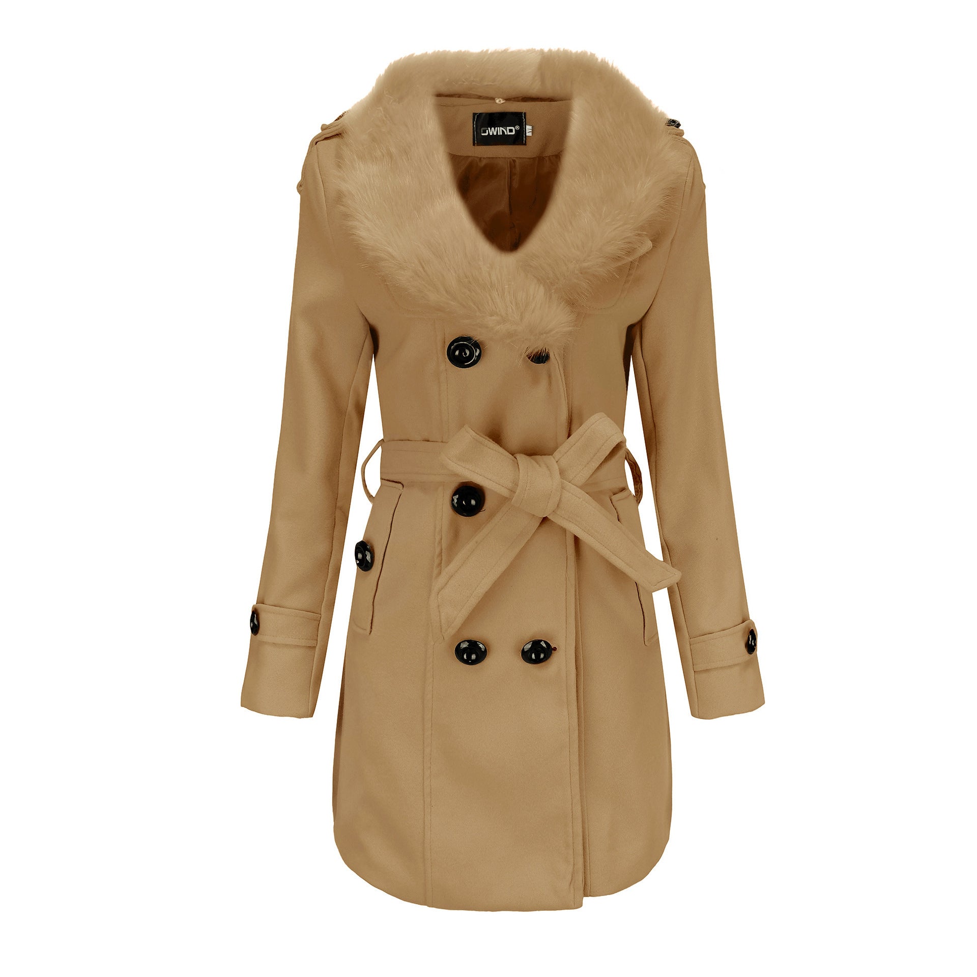 FurElegance: Mid-Length Woolen Women's Trench - LauBelle