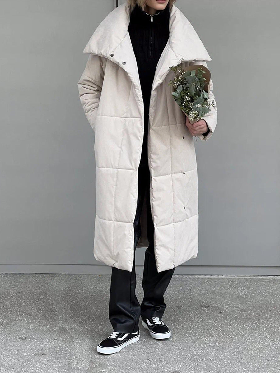 Luxe Lapel Cotton Coat – Warm, Casual, Lace-Up Winter Wear - LauBelle Brand