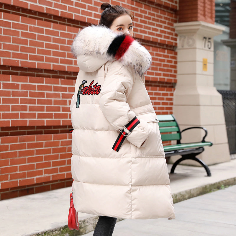 FrostLuxe Mid Down Jacket with Plush Fur Collar - LauBelle Brand