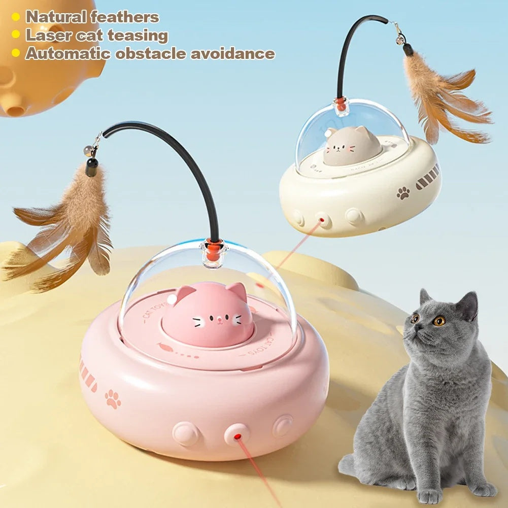 UFO Feather Frenzy: Electric Cat Teaser & Trainer - LauBelle
