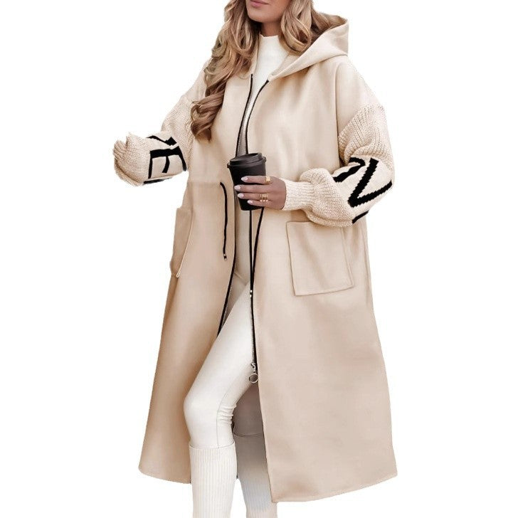 BreezeGuard Women's Knit-Sleeve Hooded Trench Coat - LauBelle