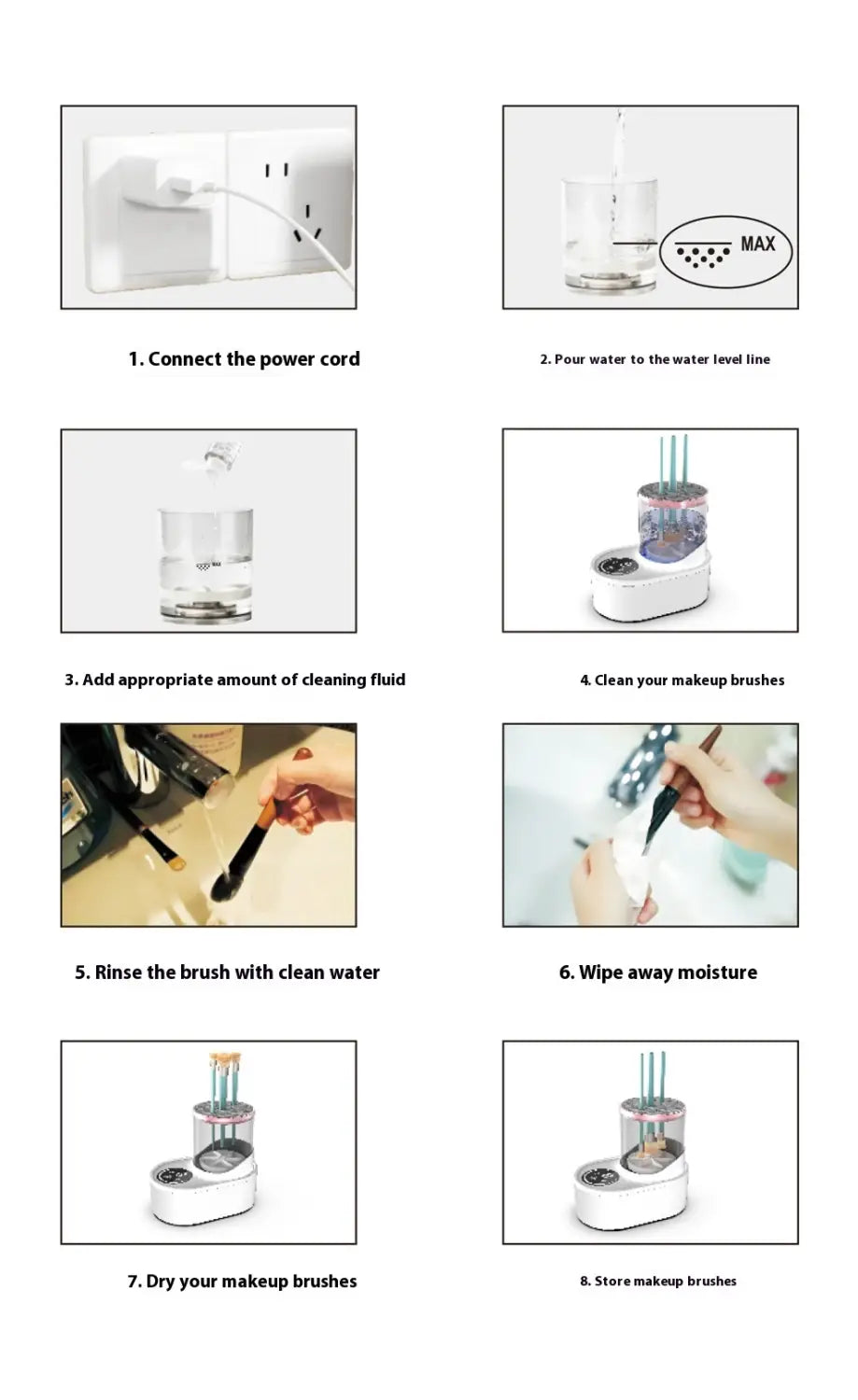 Makeup Brush Cleaning Station with Drying and Disinfecting Chamber