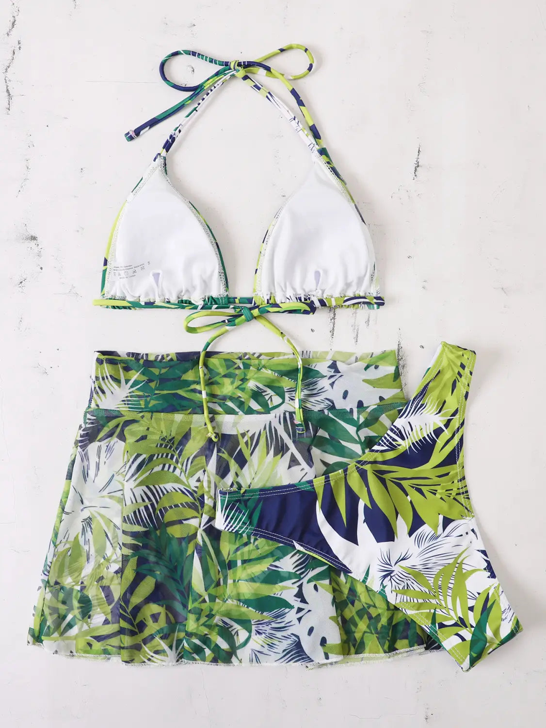 Big Flower Leaf Three Piece Swimsuit Bikini