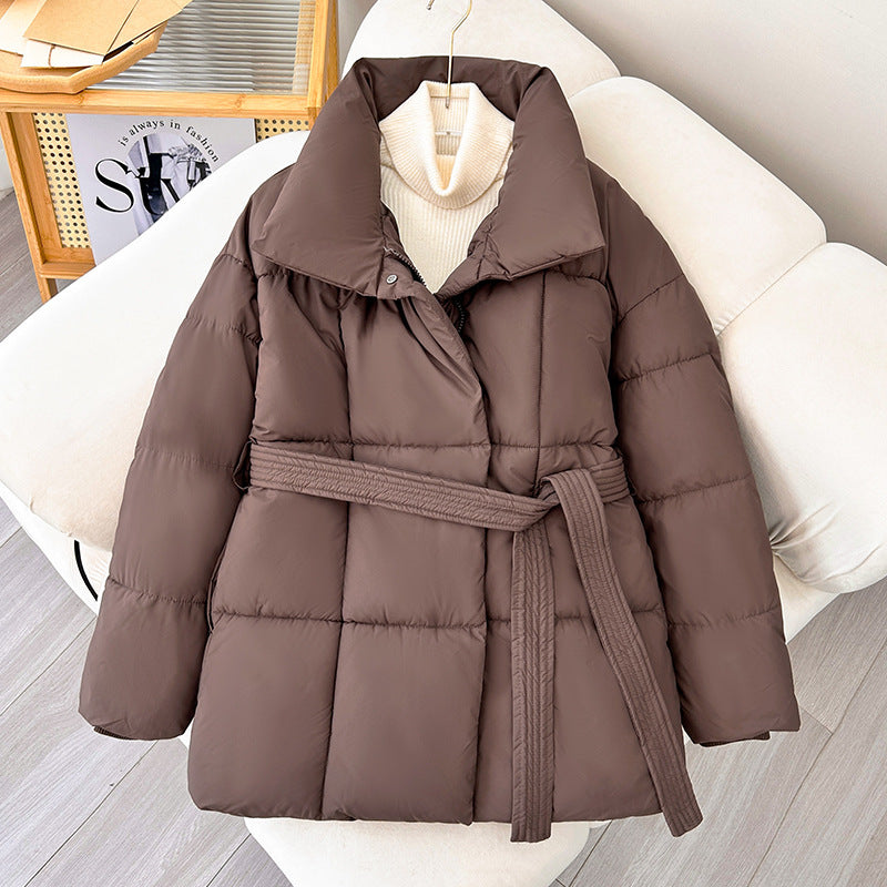 FrostLuxe Plaid Lace-Up Lapel Coat - Women's Fashion - LauBelle Brand