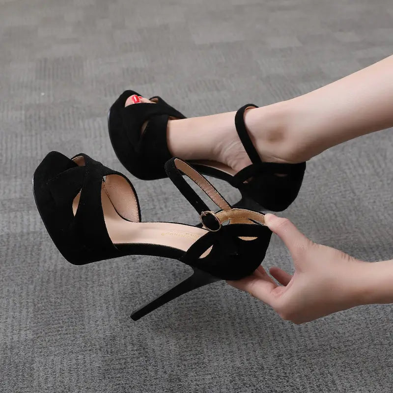 Roman Style Waterproof Platform Suede Leather Sandals for Adults