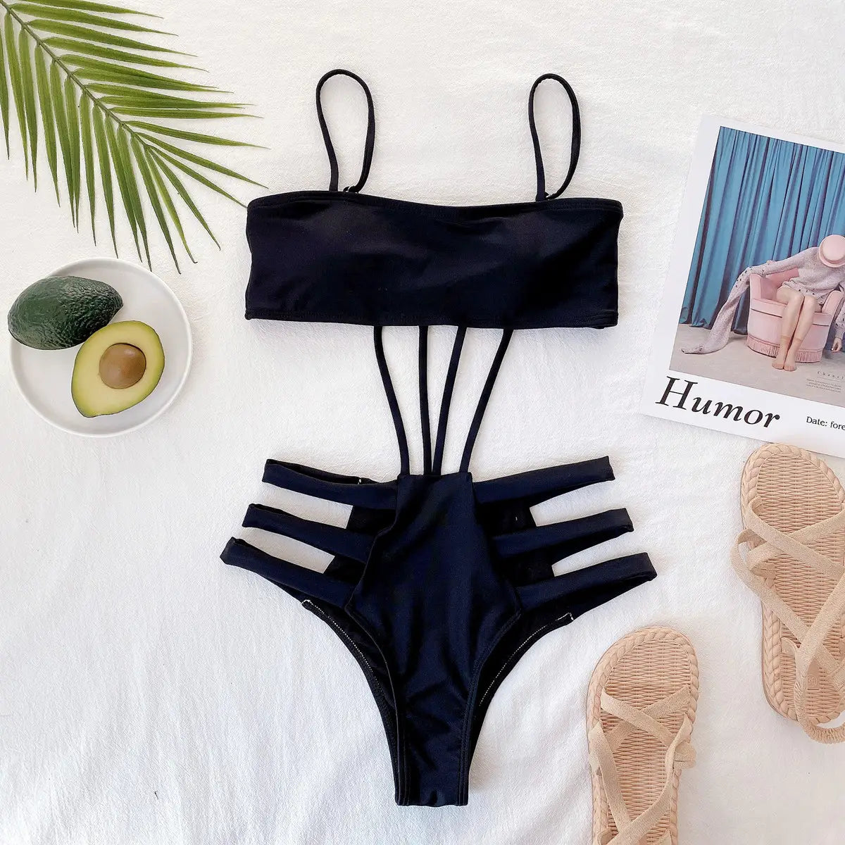 Einteiliger Badeanzug Damen Europäischen und Amerikanischen Riemchen Einteiliger Bikini Sexy Hohl Badeanzug