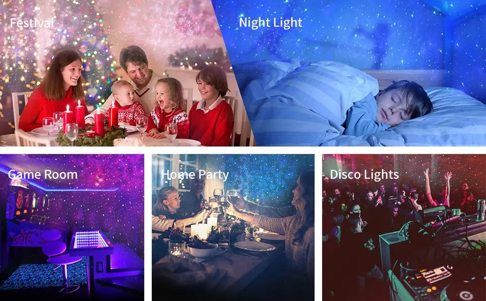 Dynamic Starry Sky Night Light Projector with 7 Color Options