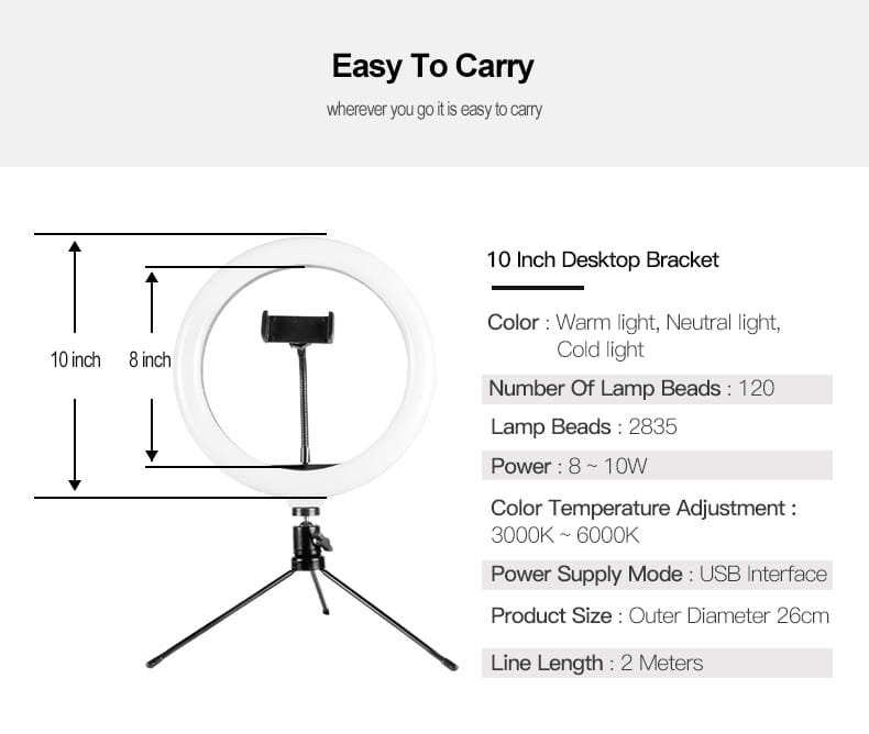 Supply Spot Live Fill Light with 10 Inch Ring and 19CM Metal Bracket Set