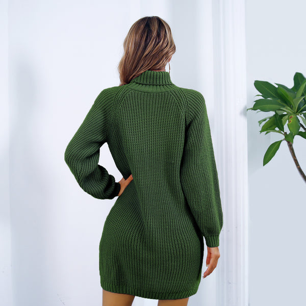 CozyButton Turtleneck Sweater Dress - LauBelle