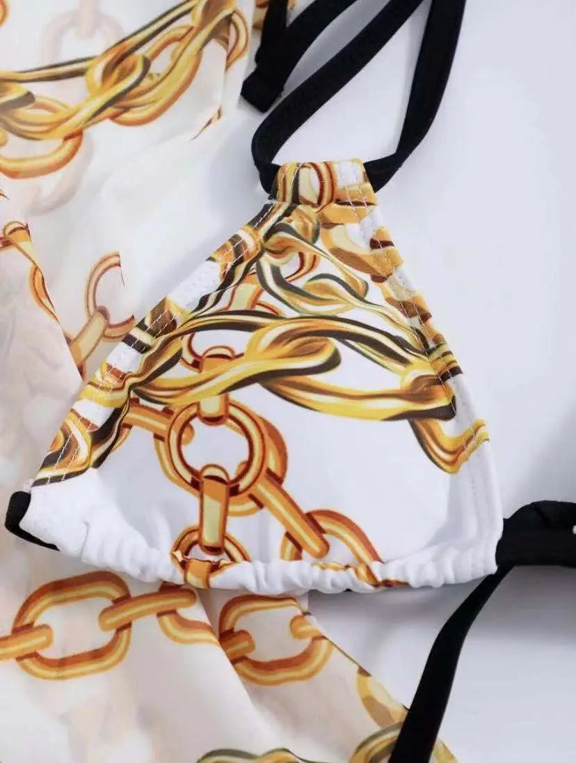 Mode Floral Hohe Taille Quaste Europäischen Freie Größe Bikini Mit Mantel